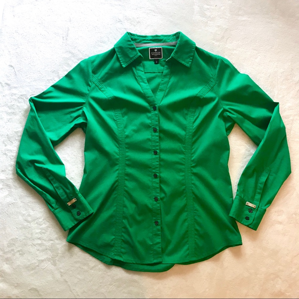 Express Green Button-Up Top size M